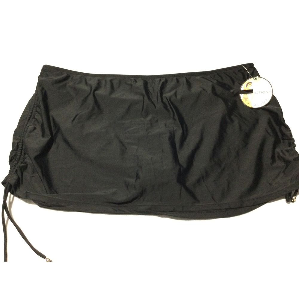 Collections‎ by Catalina Black Swim Skirt Ruched Side 3X 22W-24W NWT